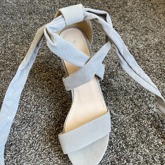 Gray Public Desire Lace Up Platform Heels - Picture 4 of 4